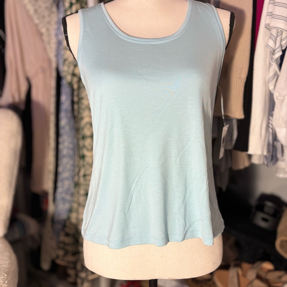 Eileen fisher light blue pastel blouse Top small P  capsule wardrobe minimalist